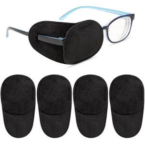 4 Pack Eye Patches for Kids Girls Boys, Right & Left Eye Patch for Glasses, Lazy Eye Patch for Children Treating Lazy Eye Amblyopia Strabismus and After Surgery (Blue, Black)