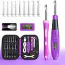 Light Up Crochet Hook Set with Stitch Counter,Crochet Kit with 18 Different Size Interchangeable Crochet Needle,Ergonomic with 2 Levels Led and Digital Stitch Counter for Crocheting and Knitting