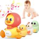 Baby Music Toy Duck Baby Belly Time Toys 12 Months Newborn Development Crawling Toy Glowing Walking Singing Toys 3-4 Years Old Boys and Girls Gifts (Yellow)