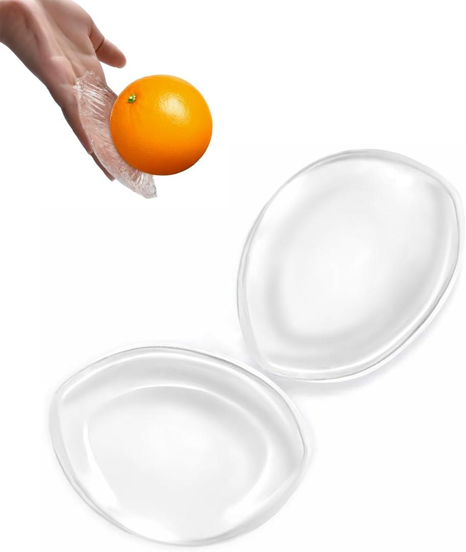 Double Sided Sticky Bra Inserts, Reusable Self Adhesive Silicone Push Up Clear Gel Sticky Breast Enhancers (Large)