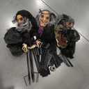 Fun Express Halloween Decorations Outdoor - 3 Witches Holding Hands Yard Stakes Set, 3.6 Feet Tall | Premium Polyester Witch Decor for Outside Halloween Decorations, Lawn & Garden Display