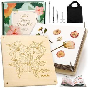 Aboofx Flower Press Kit, Craft Kits 11"x11" 10 Layers Wooden Flower Pressing Kit for Crafts Pressed Flowers & Plant Press for Spring DIY Craft Art, Preservation Kits for Bookmark Frame Flowers Drying