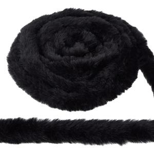 PH PandaHall 5.4 Yards Faux Rabbit Fur Trim 1.9 Inch Wide Christmas Wool Ribbon Plush Craft Trim Furry Sewing Trims Decorative Trimming for DIY Crafts Clothing Embellishment Festival Decoration (Black)
