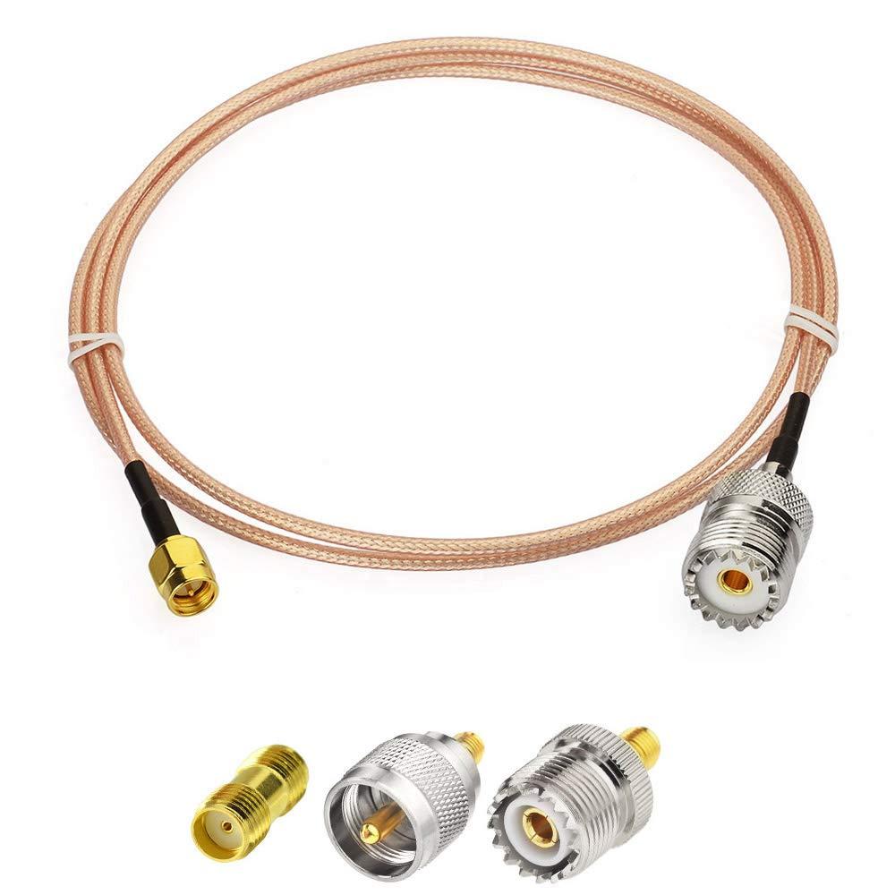 Superbat SMA Male to SO239 RF Coaxial Coax Cable 3ft + 3pcs SMA to SO239/PL259 Adapter Kit for CB Radio/Handheld Radio Antenna/Walkie Talkie Vector Network Analyzer etc