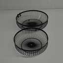 Yesland 2 Pack Metal Wire Fruit Basket- 11 Inches Black Kitchen Countertop Fruit Bowl Vegetable Holder for Bread, Snacks, Households Items Storage for Kitchen, Livingroom (Low)