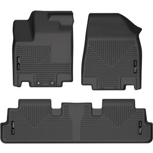 Husky Liners Weatherbeater Floor Mats | Fits 2022-2026 Nissan Pathfinder & Infiniti QX60 | Front & 2nd Row, 3-pc Black - 95701