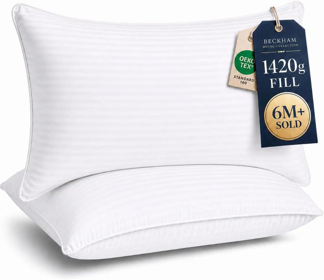 Beckham Hotel Collection Bed Pillows King Size Set of 2 | Down Alternative Pillow for Back, Stomach or Side Sleepers