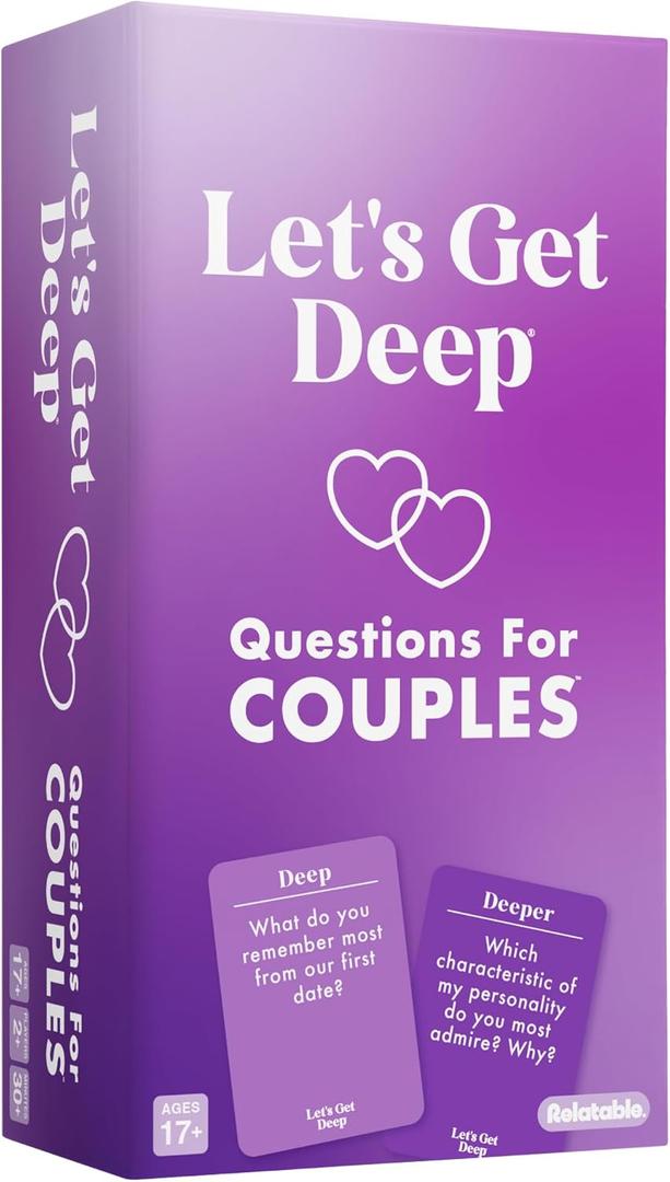 Let's Get Deep by Relatable, A Question Card Game for Couples, Great for Date Night Ideas, Couples Gifts, Wedding Gifts, and Long Distance Relationship Gifts, Includes 200 Cards to Build Up Intimacy