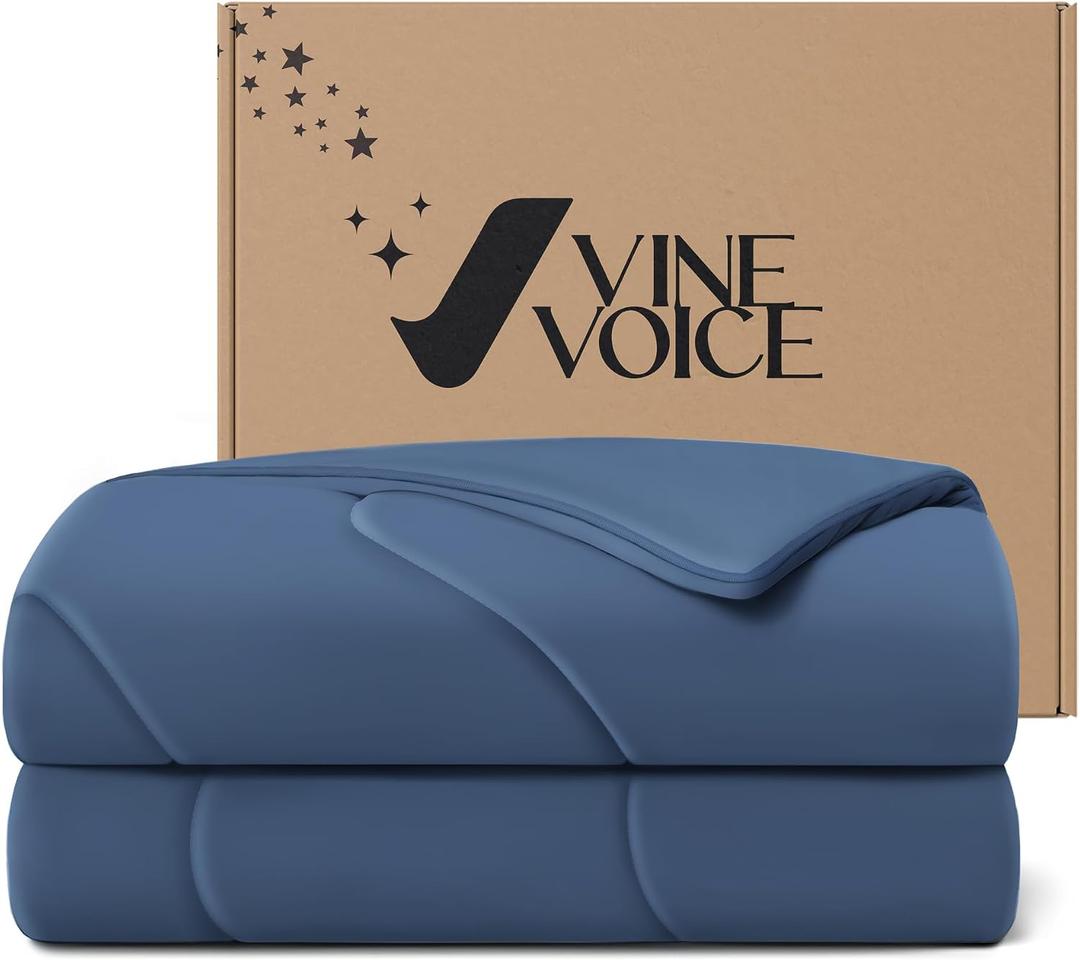 Cooling Comforter for Hot Sleepers, Queen 90x90, Midnight Blue | Cooling blanket feel, Q-Max >0.4 cool touch, double-sided cooling, Sorona fill, for night sweats, lightweight & breathable