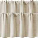 WOSIBO 2 Pack Burlap Window Valances 16" x 56" Farmhouse Style Window Treatment Decor Curtains Rod Pocket Valances for Kitchen/Living Room (White)