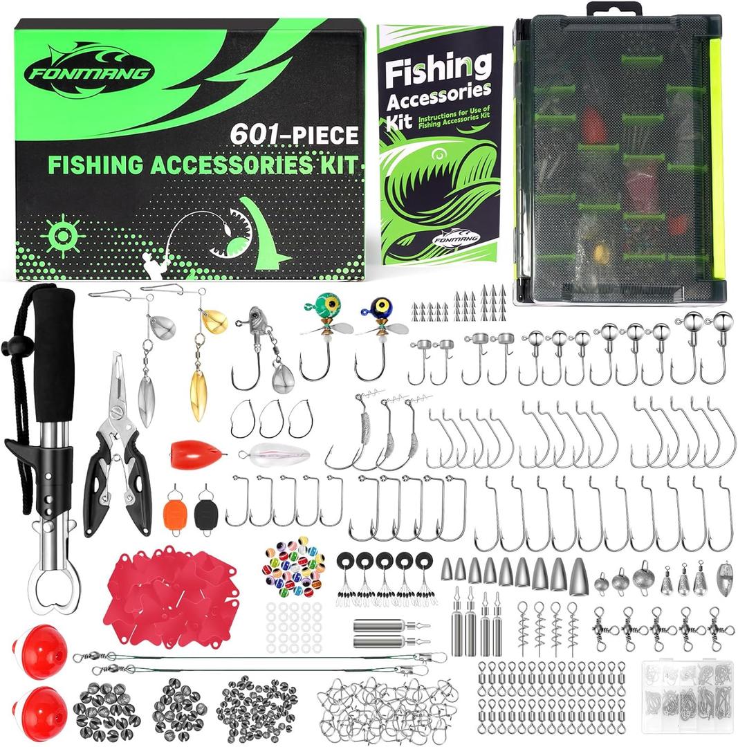 322-Piece Fishing Lures Kit - Buzz Bait/Spinner Baits/Jig/Frog, Fishing Tackle Box with Tackle Included, Soft Bait/Hooks/Weights, 2024 Fishing Gear Lure Kit Gift for Men Freshwater Bass Trout