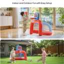 QPAU 2-in-1 Inflatable Toddler Basketball Hoop & Soccer Goal Set, Indoor Outdoor Sports Center Toys for Kids, Baby Toddlers Birthday Gift for 1 2 3 4 5 Year Old Boys Girls