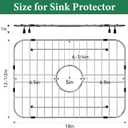 GUUKIN Sink Protectors for Kitchen Sink Bottom, 18" x 12-1/2"Stainless Steel Sink Protector with Center Drain Hole, Grid Rack Mat with Extra Replacement White Rubber Fee
