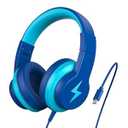 Kids Headphones for School, Upgrade USB C Headphones for Kids, Wired Headphone for Kid, HD Stereo Sound, Foldable Kid Over-Ear Headphone for Boys, Girls, iPad, PC, Tablets, Trave-Gradient Pink