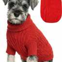 Small Dog Sweater Clothes Pullover Knitted Dog Coat Sweaters for Small Dogs Cats Girl Boy Thick Warm Puppy Clothes for Chihuahua Yorkie Bulldog Christmas Cold Weather Pet Outfits (M (Back: 13.4",Chest: 17.3", 12-22Ibs), #1 Red)
