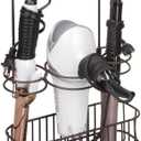 mDesign Steel Over Cabinet Door Hair Care, Hot Styling Tool Organizer Storage Basket for Hair Dryer, Flat Irons, Curling Wands, Straighteners, Space Saving, 3 Sections, Concerto Collection, Bronze