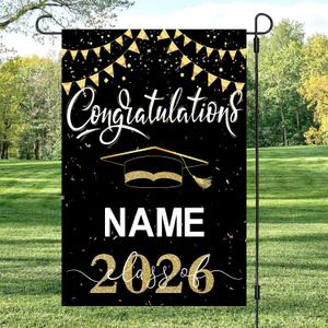 3 x Graduation Flags Personalized 2026, Graduation Garden Flag Double Sided Class Of 2026, Congrats Grad Garden Flags For Outside Yard Decoration, Size 17.7in*11.8in