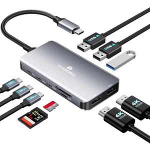 USB C Docking Station Dual Monitor, 10 in 1 USB C Hub Multiport Adapter, 4K HDMI Port, 100W PD, SD/Micro, USB-C 3.0, USB-A 3.0/2.0, Laptop Dock Station for Mac/HP/Dell XPS/Lenovo Laptop