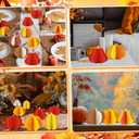 Leinuosen 72 Pcs/24Sets Fall Crafts Large Wooden 3D Pumpkin Cutouts 8 Inch Unfinished Wooden Slices to Paint Table Centerpieces Decor for Thanksgiving Autumn Party Tiered Tray Decor(Solid)