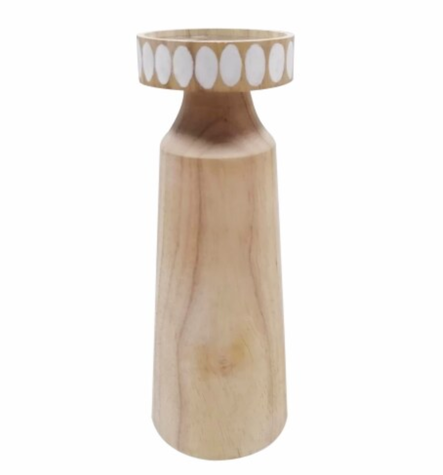ND Design Wood Large Candle Holder - 10in