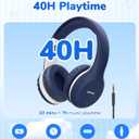 EarFun K2 Kids Bluetooth Headphones, Kids Headphones with Volume Limited, 40H Playtime, Built-in Mic, Stereo Sound, Foldable Over-Ear Headphone for School/Travel/iPad/Tablet, Blue