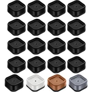 shouwuhho 16 Pack Furniture Risers Adjustable Bed Risers Heavy Duty Lifts Height 1", Square Stackable Bed Risers 1, 2 or 3 Inch for Desk Leg Table Couch Sofa Chair Bed Frame Legs Dorm, Black