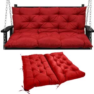 Swing Replacement Seat Cushions, 2-3 Seater Bench Cushions for Outdoor Furnitur with Backrest, Garden Recliner Seat Cushions Waterproof Sofa Pads (Red, 60x40in)