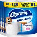 Charmin Ultra Soft Cushiony Touch Toilet Paper, 18 Family Mega XL Rolls = 126 Regular Rolls