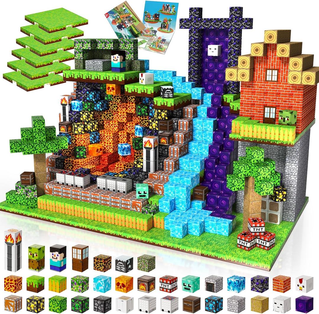 200PCS Magnetic Building Blocks with 6 Baseplate, Magnetic Blocks Cubes for Kids Ages 4-8, Stacking Magnet Blocks STEM Building Toys for Boys Girls Ages 3 4 5 6 7 8-12 Christmas Birthday Gifts