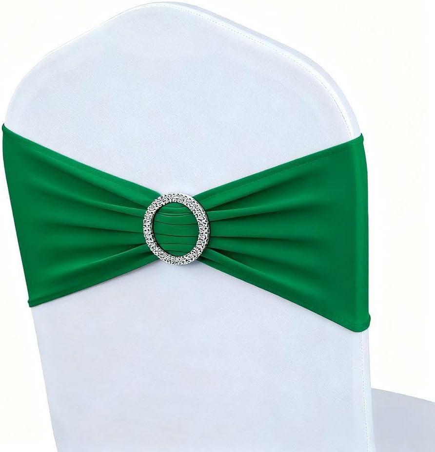 Emerald Green Chair Sashes 50 Pack Spandex Green Chair Bands Ties for Christmas Party Events Banquet Decor, Chairs Bows for Wedding