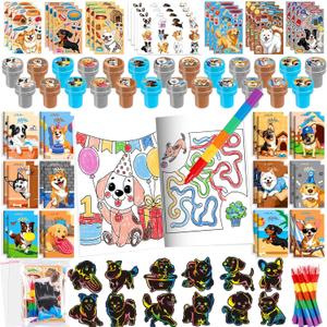 BenLouis 168 Pcs Dog Party Favors Puppy Coloring Books Bulk for Kids Classroom Pet Birthday Gift Party Candy Goodie Bag Fillers Paw Gift Decor Pinata Prize Activity Supplies