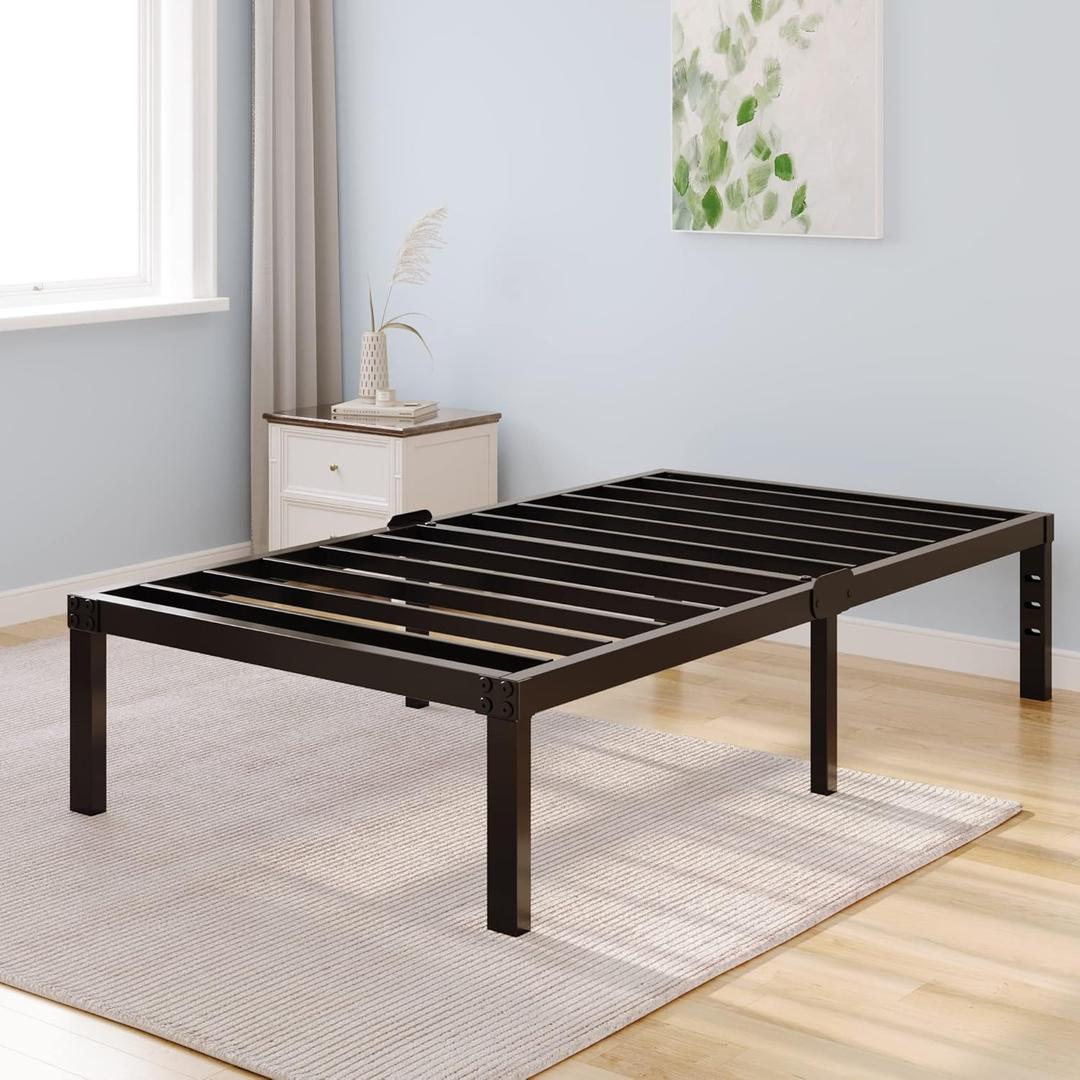 Twin XL Bed Frame Size with Storage for Loft Heavy Duty Black Metal Platform Bed Frames Noise Free Mattress Foundation for College Dormitory Support up to 3500lbs Easy to Assemble