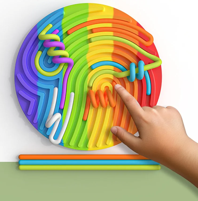 Montessori Sensory Activity Board, Kid's Sensory Integration Trainer,Calming for Anxiety, ADHD & Autism,Rainbow Colors,Round