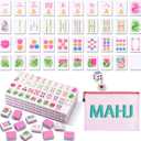 Soulchen Kaleidoscope Mahjong Tile Set 160 Mahjong Tiles 1.2'' Pink American Mahjongs Tile Set with Mahjongs Bag (Bamboo)