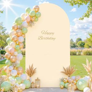 Champagne Arch Cover 6FT Spandex Fitted Wedding Arch Stand Covers Round Top Chiara Arch Covers Stretchy Backdrop Cover for Birthday Party Ceremony Banquet Decoration