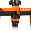 Garden Hose Splitter 3 Way, Outdoor Faucet Splitter,Tap Adapter, Hose Adapter with 3 Valves Garden Hose Connector for Garden Outdoor Home, Orange
