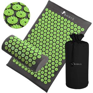 ROMIX Acupressure Mat and Pillow Set, Acupuncture Mat for Back Pain, Neck, Shoulder Pain Relief, Stress Reduction, Wellness Therapy, Cushioned Acupressure Mats with Carry Bag for Men and Women