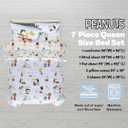 Peanuts Charlie Brown, Snoopy & Gang Bedding, 7 Piece Super Soft Cozy Reversible Comforter and Sheet Set with Sham, Queen, (100% Official Licensed Product) by Franco Collectibles