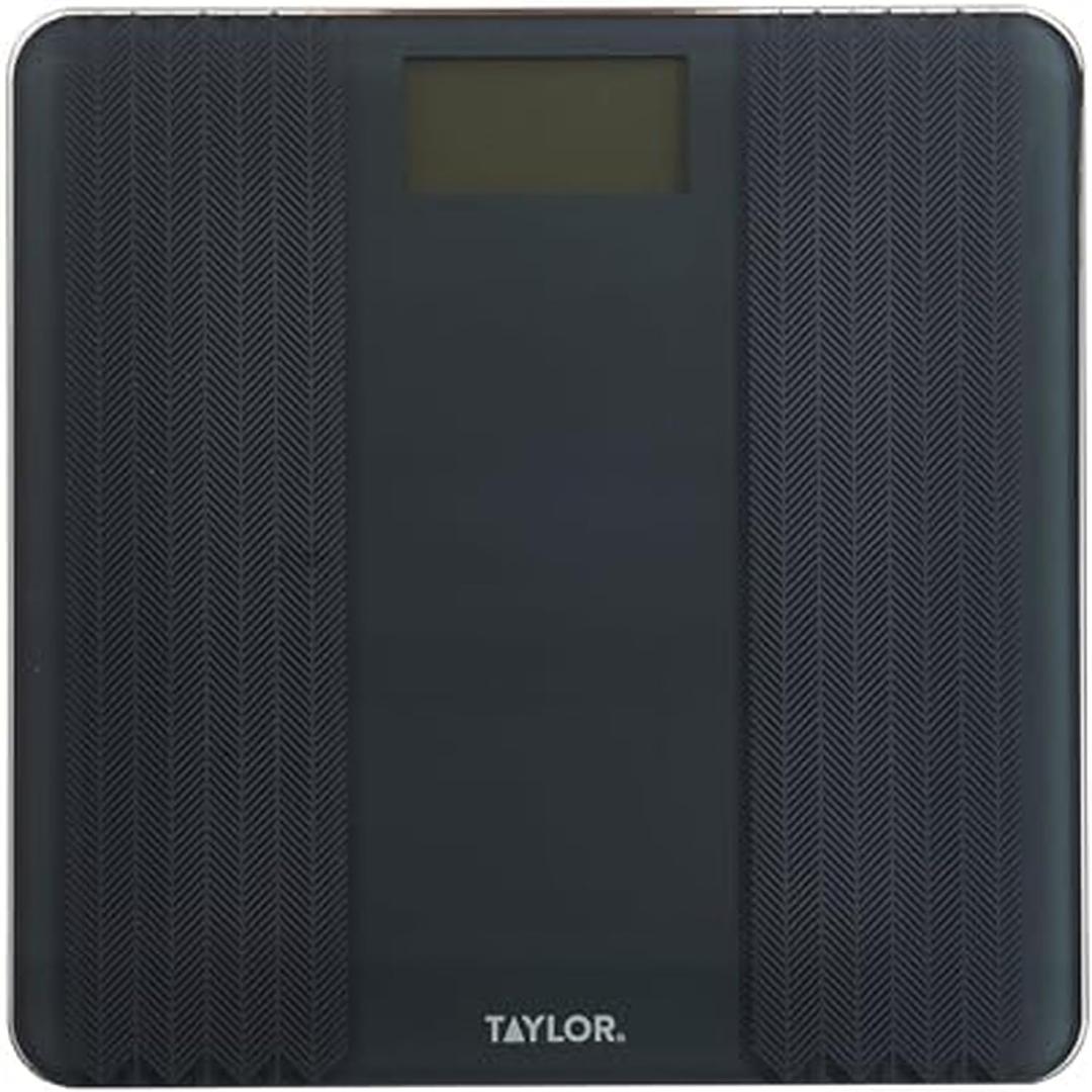 Taylor Glass Textured Paint Herringbone Design Digital Bathroom Scale, Gray, 5273274