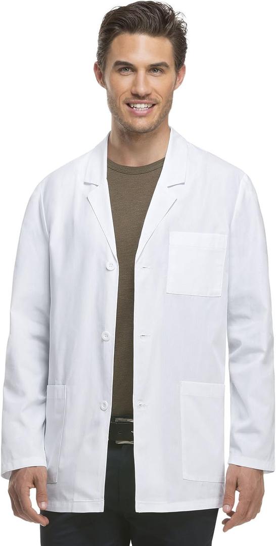 Dickies EDS Professional Men Scrubs Lab Coats 31" Consultation 81404, S, White