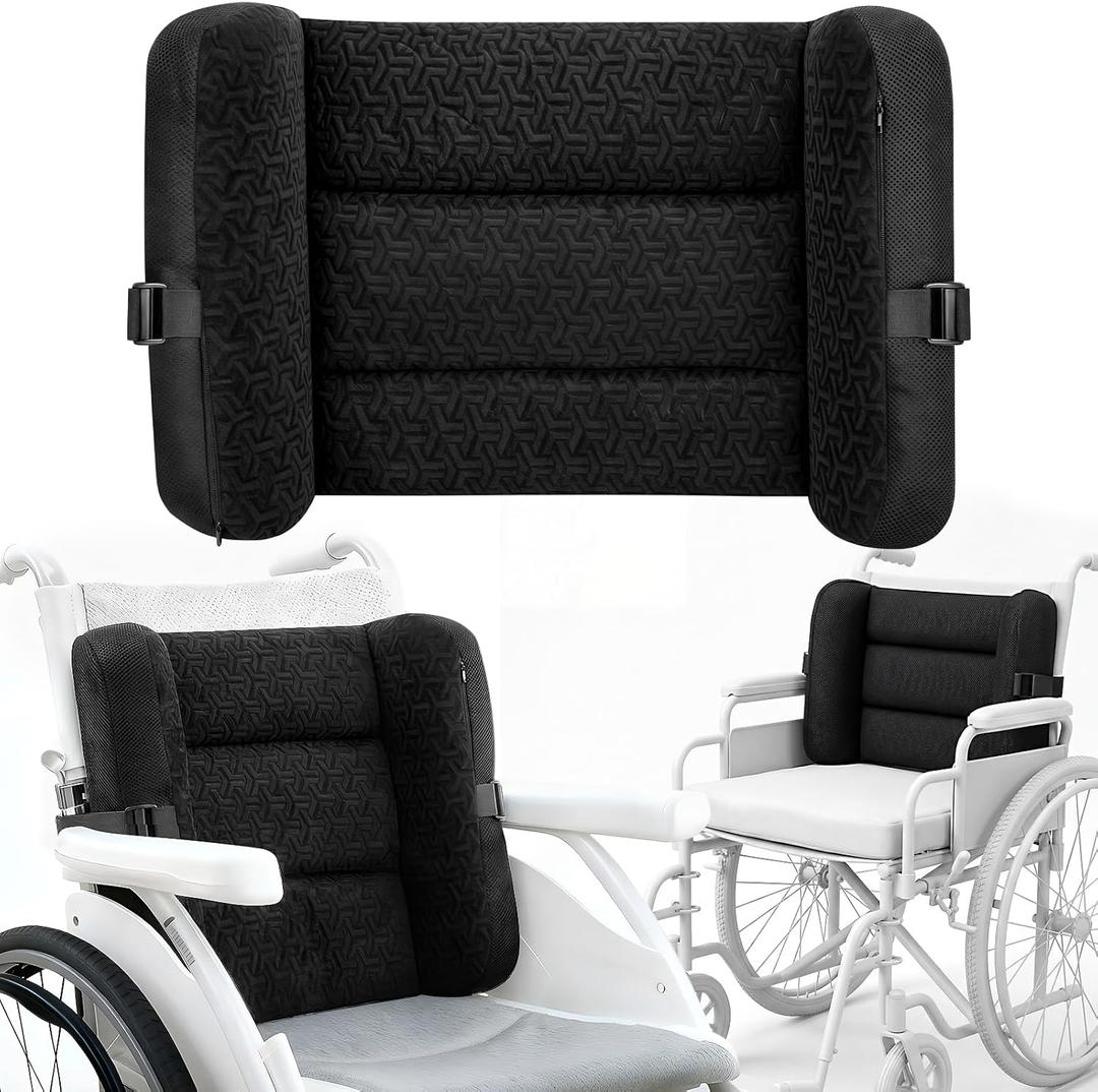Lateral Support for Wheelchair Back Cushion Pressure Relief Side Support Pads Recliner Wheelchair Lumbar Pillow for Office Chair Back(Black)