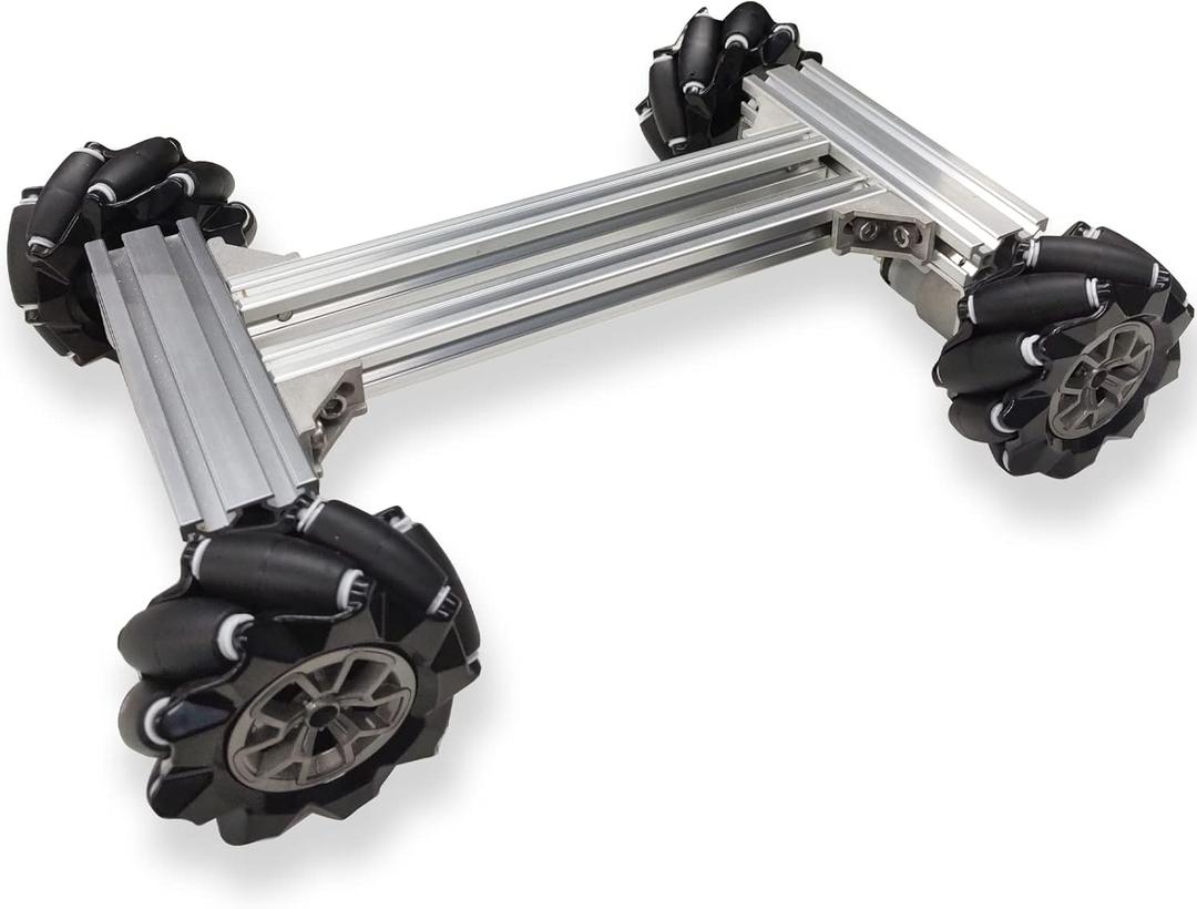 Professional Smart 4WD Metal Robot Car Chassis Kit with 97mm Mecanum Wheels, DIY RC Robotic Moving Platform,for AGV, School Eduactional Science Kits, Remote Control Robotic STEAM Model Experiment (Silver)