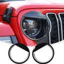 Linksip Angry Eye Headlight Covers Compatible with 2024 2025+ Jeep Wrangler JL 4XE & Gladiator JT Sport Rubicon Sahara Willys Mojave, Head Lamp Angry Bird Bezel Rings, Exterior Accessories(Black)