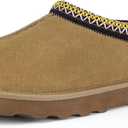 ATHMILE Mens Slippers Tasman House Slippers for Men Short Ankle Mini Suede Boots for Outdoor Indoor Non Slip Thin Sole Warm Fur Lined Chestnut Size11 (Beige)