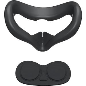 SUPERUS Silicone Face Cover Pad for Oculus/Meta Quest 2 with Lens Protector, Anti-Light Leakage Cleanable Face Pad & Lens Cover Accessories Kit Keep Your VR Headset Sweat-Free (Black)