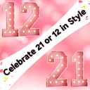 HILAVO 21 Light Up Numbers 4FT, Large Light Up Numbers 21 Pink 21 Marquee Mosaic Number, Big 21 Number 4 Feet Tall DIY Frame Pre-Cut Foam Board Kit for 21st 12th Birthday Anniversary