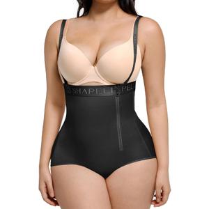 SHAPELLX Tummy Control Shapewear for Women Fajas Colombianas Body Shaper Side Zipper High Waisted Panties (6X-Large Black)