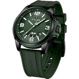 NAVIFORCE Waterproof Watch for Men Women, Analog Auto Date Military Sports Unisex Wristwatch,Silicone Strap