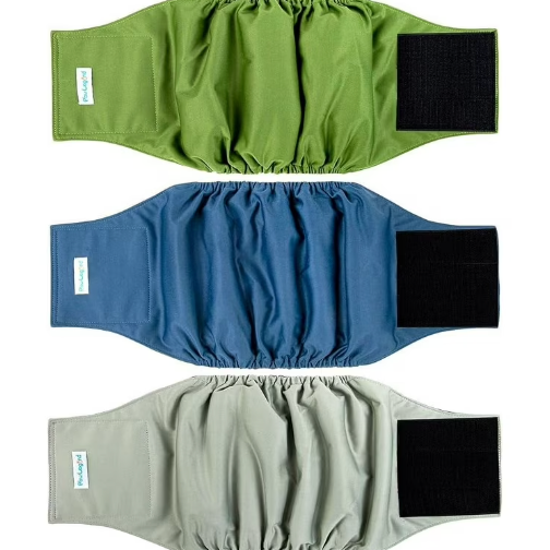 Paw Legend Washable Dog Belly Band Wrap Diapers for Male Dog | High Absorbing Puppy & Doggy Diapers Male (3 Pack,Army,Grey,Navy, M)