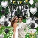 Black and Silver Bachelorette Party Decorations, Black Bride To Be Bridal Shower Decorations, Black White Silver Balloons and Diamond Ring Silver Heart Balloons for Bachelorette Engagement Wedding
